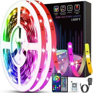 Tenmiro Led Lights for Bedroom 100ft (2 Rolls of 50ft) Music Sync Color Lights